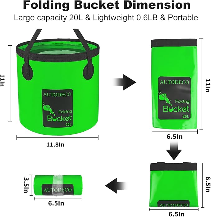 AUTODECO Collapsible Bucket 5 Gallon Container Folding Water Bucket Portable Wash Basin 20L