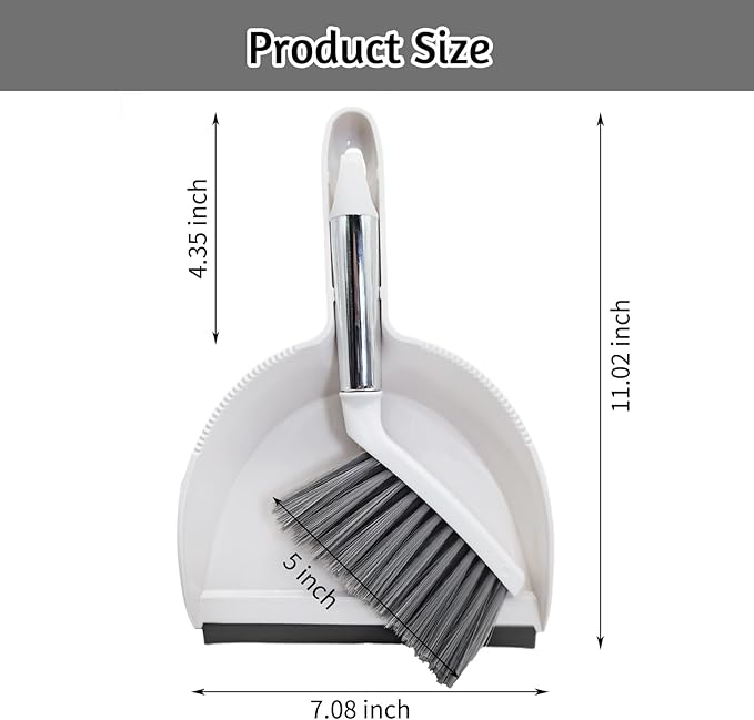 PINVNBY Mini Dustpan and Brush Set, Pet Cage Cleaner for Guinea Pigs Chinchillas Hamster Rabbits Hedgehogs etc, Hand Broom and Dustpan Set with Sand Scooper for Animals Waste (3 Pack White)