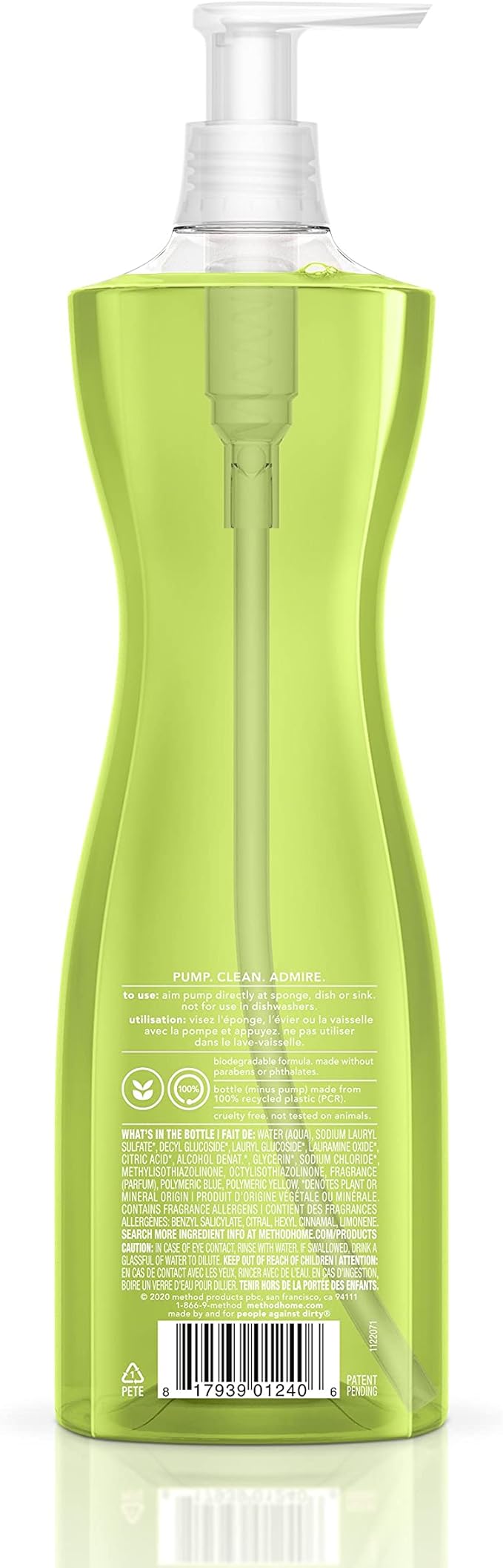 Method Gel Dish Soap, Lime + Sea Salt, Biodegradable Formula, Tough on Grease, 18 Fl Oz (Pack of 4)