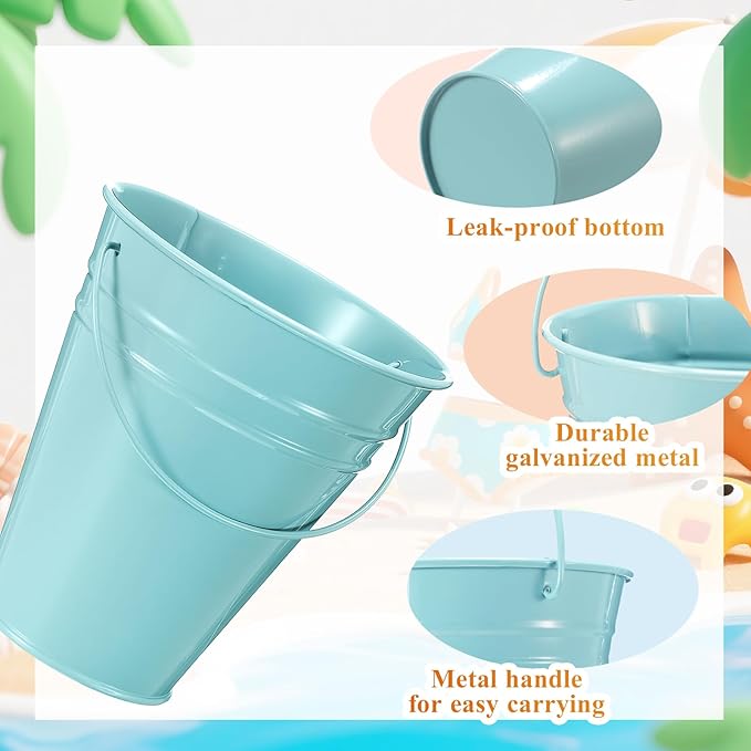Sadnyy 6 Pack Colored Small Metal Buckets with Handle, 4.5 x 5.1 Inch Mini Galvanized Tin Bucket for Back to School Classrooms Crafts Pencil Holder Boho Wedding Birthday Party Favor Decoration