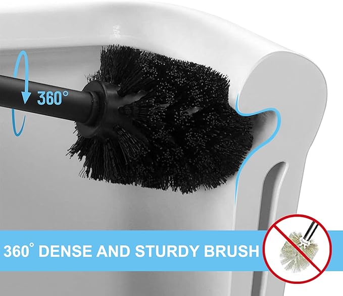 Rustic Deep & Sturdy Toilet Bowl Brush with Holder - Metal Bowl Brush- Durable Scrubbing - Toilet Cleaners - Household Essentials - Bathroom Cleaner - Wooden Look, Natural