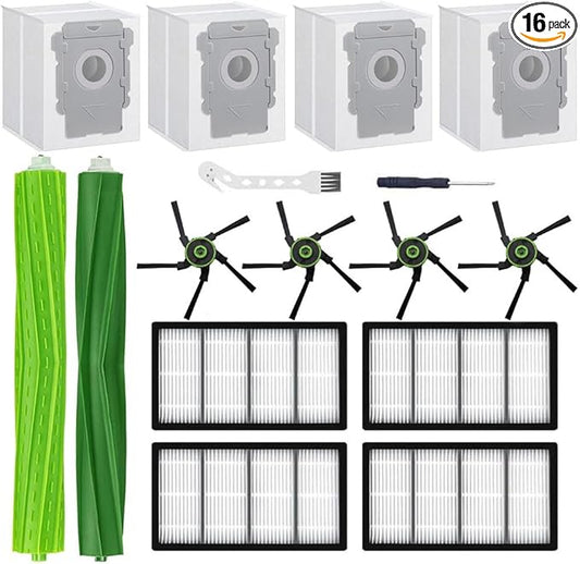 Chrostion Replacement Parts Kit Compatible with iRobot Roomba s9 (9150) s9+ s9 Plus (9550) s Series Vacuum Cleaner, 1 Set of Multi-Surface Rubber Brush,4 Side Brushes,4 Filters,4 Dust Bags
