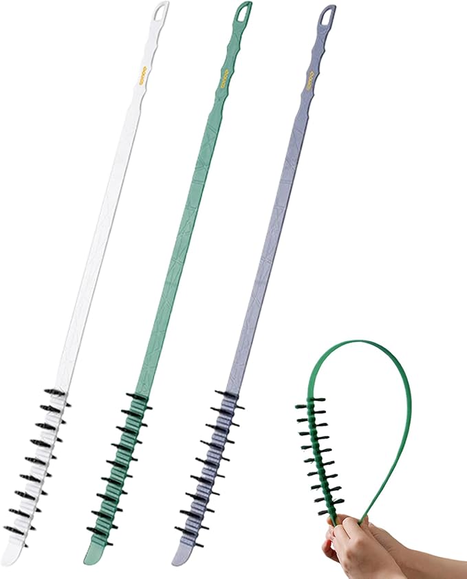 3Pcs Washing Machine Cleaning Brush, Flexible Nylon Bristles Laundry Brush, 0.8x23.6in Effective Reusable Cleaning Tool for Washing Machine Drums Wash Cleaner Front Load Washer Cleaner