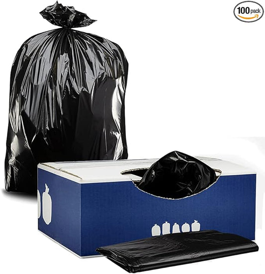 PlasticPlace 33 Gallon Trash Bags │ 1.7 Mil │ Black Garbage Can Liners │ 33" x 39" (100 Case)