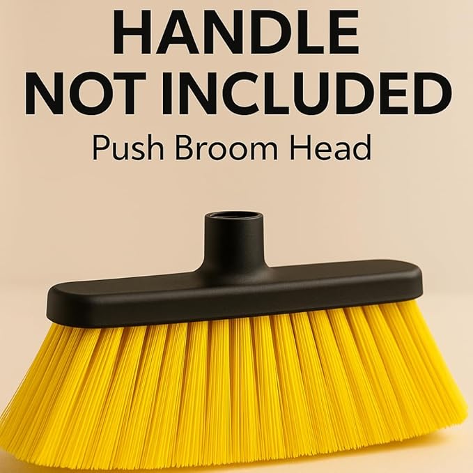 Healing Atlas Aria Yellow Broom Head – 14” Sweeping Surface – Heavy-Duty Soft Flagged Bristles with Magnetic Effect – Universal Thread – Recycled PP – Indoor/Outdoor Sweeper (Yellow, ARIA)