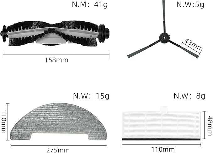 HMHAMA Replacement Parts Accessories Kit Compatible with Vactidy Nimble T8/T7 Robotic Vacuums Cleaner 1 Main Brush