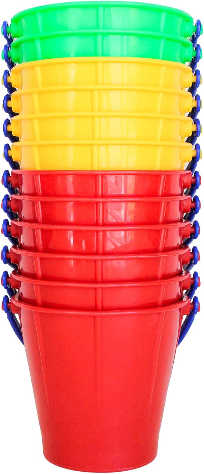 Spielstabil 12 Pack Large Sand Pail Beach Toy (6 Red, 4 Yellow, 2 Green) - Holds 2.5 Liters - Made in Germany