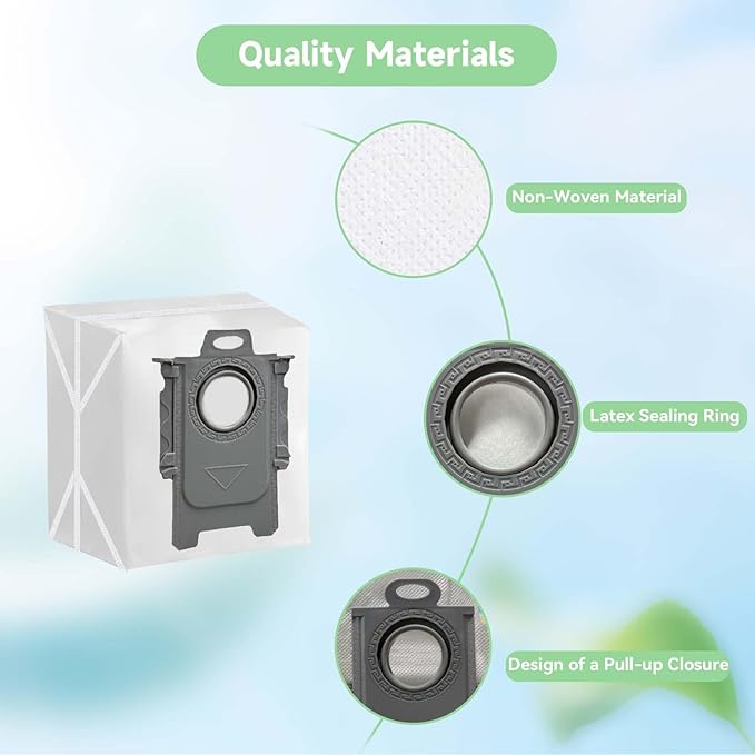 6 Pack Q5 Vacuum Bags for Roborock Q7 M5+, Q10 S5+, Q5 Max+, Q10 X5+, Q8 MAX+, Q7 MAX+, S7 Max Ultra, S8+ Robot Vacuum - Disposable Dirt Disposal Bags
