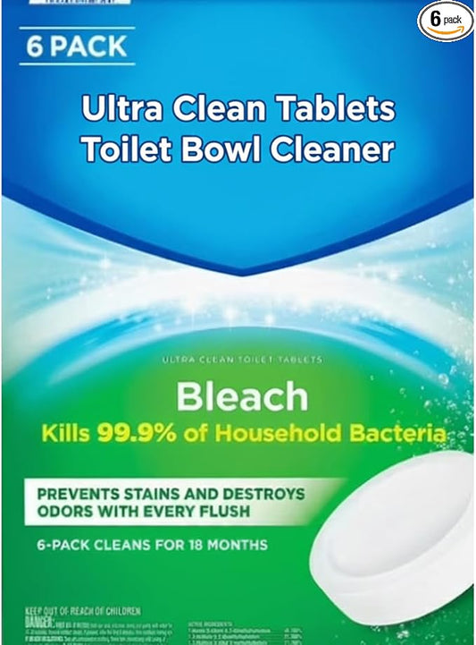 Ultra Clean Toilet Tank Tablets – Long-Lasting Freshness & Stain Prevention – Easy Drop-In Toilet Cleaner Tablets – 6 Count