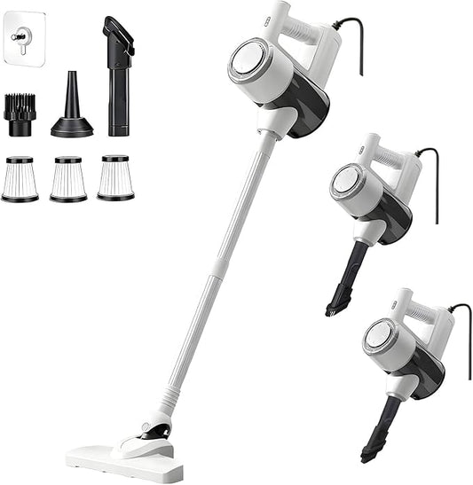 POMBEU Corded Stick Vacuum Cleaner， Hardwood Floor Vacuum, 600W Powerful Hard Floor Vacuum Cleaners， Powerful Upright Corded Vacuum Cleaner Suitable for Hair, Pet Hair, Wood Floors， Tile Floors Dorm