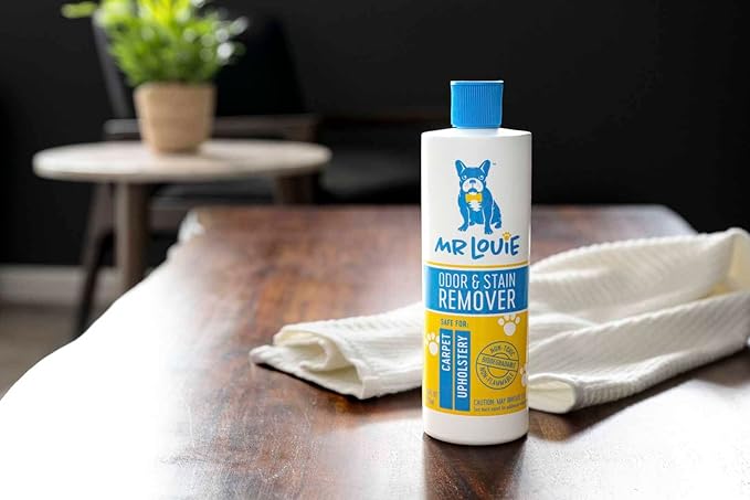 MR LOUIE ODOR & STAIN REMOVER - Safe For Use Around Kids and Pets. Incredibly tough on odors and stains from Blood, to Cat/Dog Urine, Feces, Vomit, to Food Stains like Ketchup, Red Wine, and Coffee.