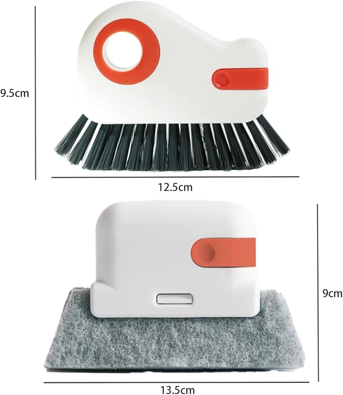 Heideryafei Orange Window Track Cleaning Brush with Hidden Scraper for Sliding Door and Window Tracks