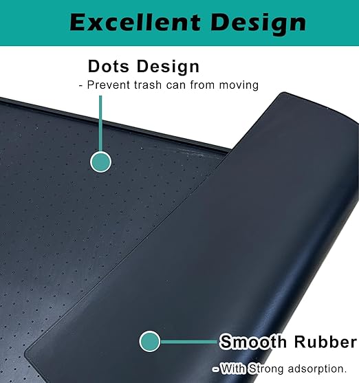 Trash Can Mat, Waterproof Raised Edge Silicone Under Garbage Can Mat, 11.8" X18.9" Non-Slip Trash Can Pad for Kitchen Office Bedroom Reduce Floor Carpet Wall Scratches, Black