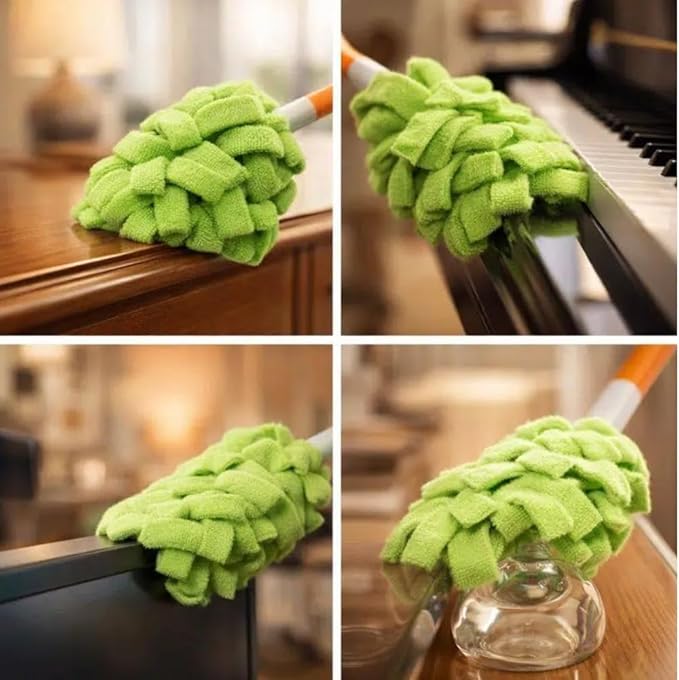 360° Electrostatic Duster Refills, Sustainable Choice for a Dust-Free Home, Washable & Reusable Duster Refills, for Furniture Electronics Blinds (1 Handle + 3 Refills)