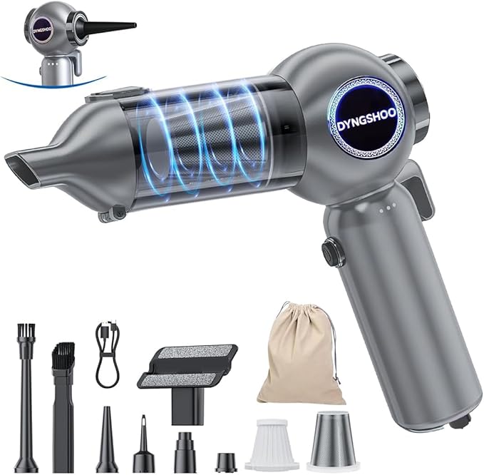 LOQFGDW Handheld Car Vacuum Portable Cordless（Equipped with a one-Touch Window Breaker and Seatbelt Cutter ） Car Vacuum Cleaner with 25000Pa Ultra-Strong Suction,Design for Drivers (Silver Gray)