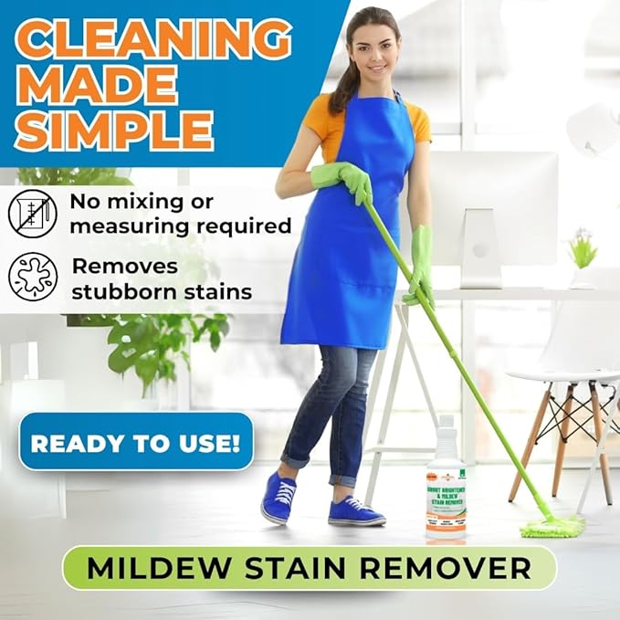 Groutastic Mildew Stain Remover – Powerful Mold & Mildew Cleaner for Tile, Grout, Showers & Bathrooms – Removes Black Stains & Soap Scum – Fast Acting, Professional Strength Cleaner