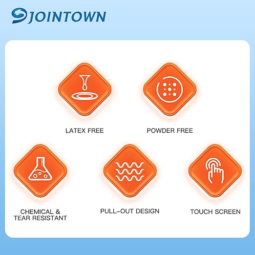 Jointown Basic Heavy Duty Nitrile Gloves, Mechanic Gloves 8 Mil Nitrile Disposable, with Raised Diamond Texture, Case of 100, Orange, XLarge