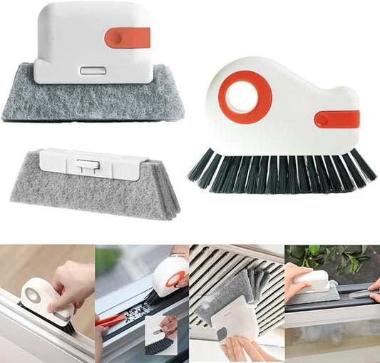 Heideryafei Orange Window Track Cleaning Brush with Hidden Scraper for Sliding Door and Window Tracks