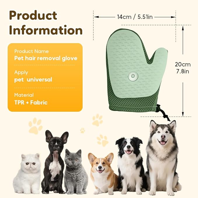 Auiepet 2025 New Pet Hair Removal Glove, Upgrade Electrostatic Pet Grooming Gloves for Cats and Dogs, Efficient Cat Gloves