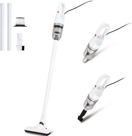 SIPPON 6-in-1 Lightweight Stick Vacuum Cleaner with 100W Powerful Motor, Mini Portable Household Handheld Vacuum Cleaner for Domestic Hard Floors, Carpets and Pet Hair(Porcelain White Corded)