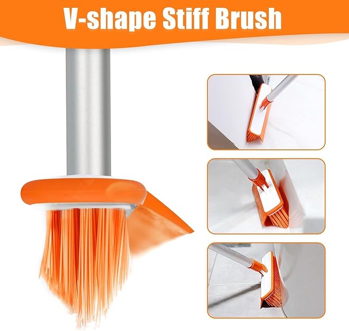Magic Air Silicone Vacuum Cleaner, Multifunction Silicone Broom, Household Broom for Cleaning Floors and Bathrooms, Pet Hair, Dog Brush Set (Orange)