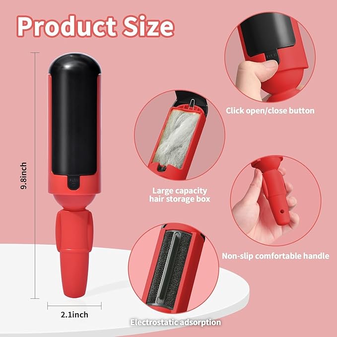 Pet Hair Remover Roller- Pet Hair Removal Tool with Strong Grip for Effortless Cleaning- Pet Hair Roller Lifts Fur from Clothes, Furniture & Car- Keep Your Home Fur-Free with Easy Cat Hair Lint Roller