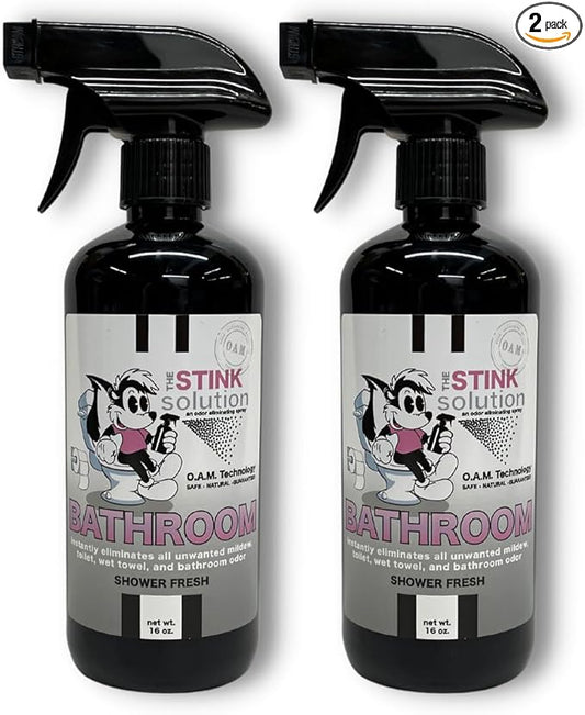 The Stink Solution Bathroom Odor Eliminator Spray Completely & Safely Removes Human Waste, Vomit, & Other Odor Fast | Urine Remover, Toilet Spray, Bathroom Deodorizer - 2 16 oz Bottles (Shower Fresh)