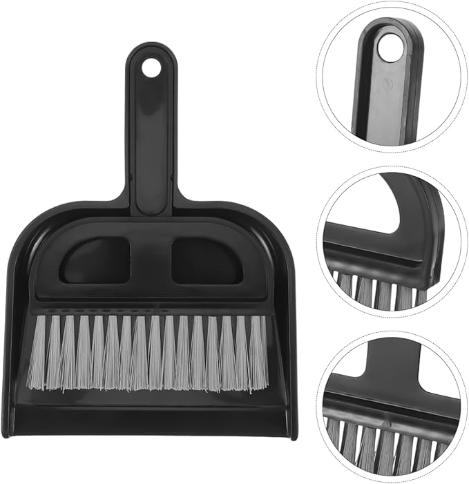 Ipetboom Keyboard Cleaning Brush and Mini Dustpan Set Compact 2-Piece Desktop Cleaning Tool for Laptops Keyboards Drawers and Small Spaces Black 8.46 X 6.29 Inches
