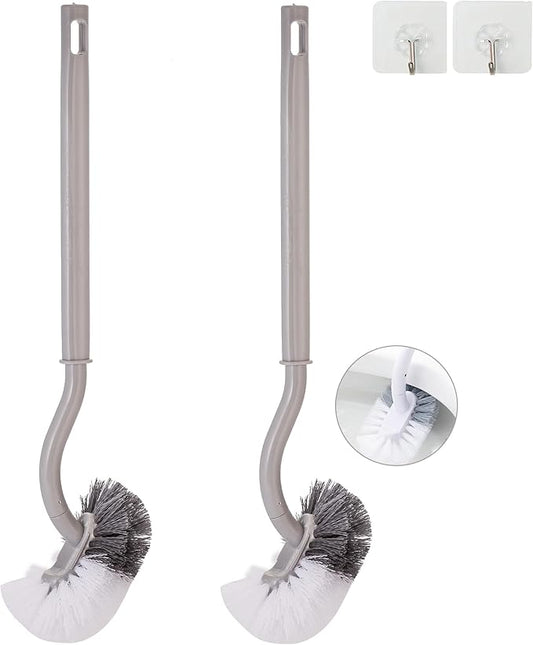 Ryhiac 2 Pack Curved Toilet Bowl Brush Without Holder for Bathroom, Compact Toilet Brush Durable Under The Rim Household Deep Cleaning Brushes (Gray Toilet Brush Without Holder)