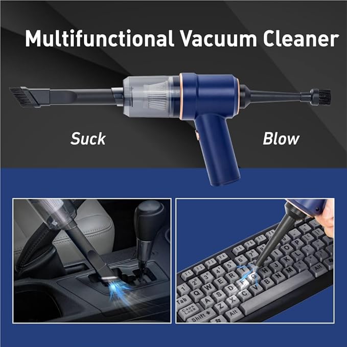 DIAMOND CHEF Cordless Handheld Car Vacuum and Inflator, 6500Pa Wet Dry Mini Vacuum with Blow Function, LED Light, Multi Nozzles, Rechargeable Portable Cleaner for Car, Home, Office, Pets