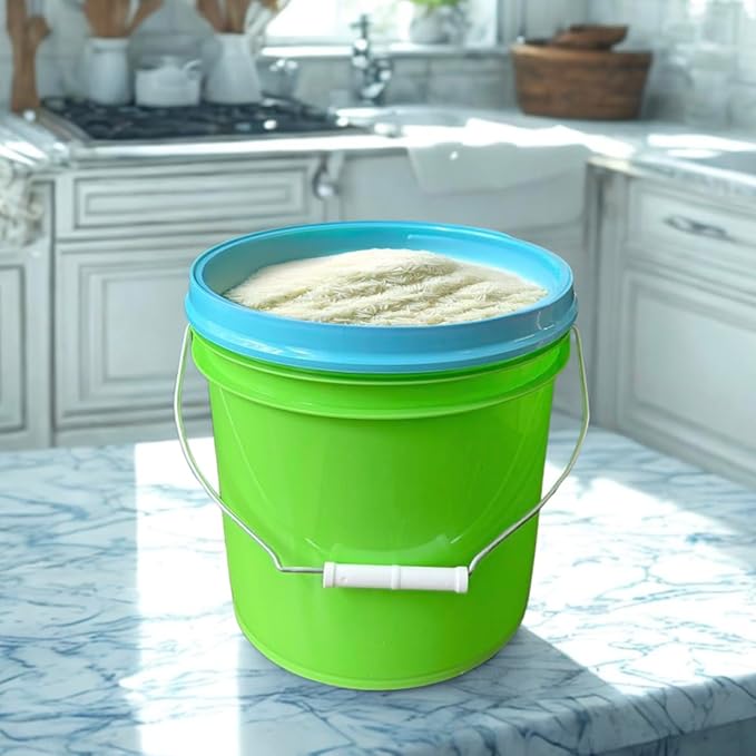 House Naturals 2 Gallon Food Grade - BPA Free Made in USA Buckets Lime Color pails with Screw On Gasket Lids (2, Lime - Aqua lids)