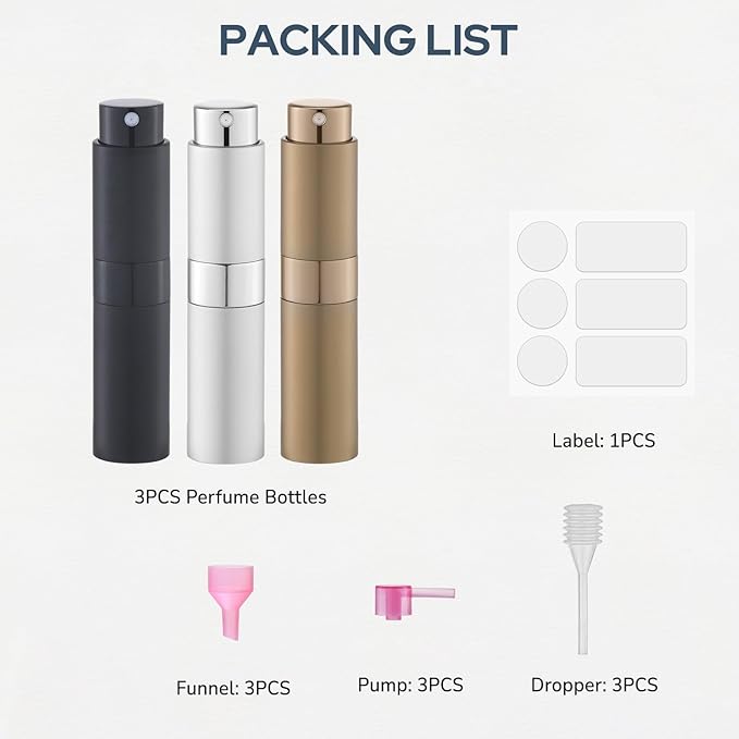 Perfume Atomizer Travel Bottle Refillable: Cologne Sprayer Portable for Men - Mini Spray Empty for Refill - 8ml Small Size Brown