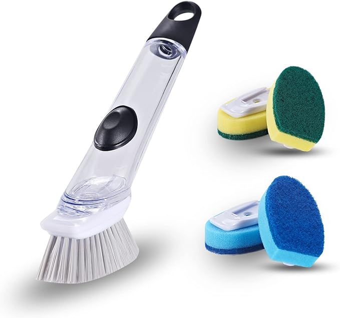 Dish Sponge with Handle & 2 Pack Dishwashing Sponge Refills Non Scratch, Dish Wand