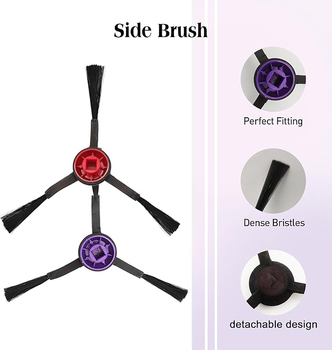 Replacement Accessories for Robot Vacuum,1Rubber Main Brush,4Mop Pads,2Filters,4Side Brush;2Rubber Main Brush,4Mop Pads,4Filters,6Side Brush. (17, E20)