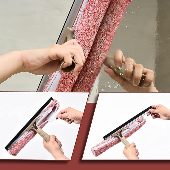Sowind Multi-Purpose 12 inch Window Squeegee with 6.7inch-49.4inch Adjustable Aluminum Pole, Highly Absorbent Microfiber Window Scrubber for Window Cleaning,Car Cleaning.