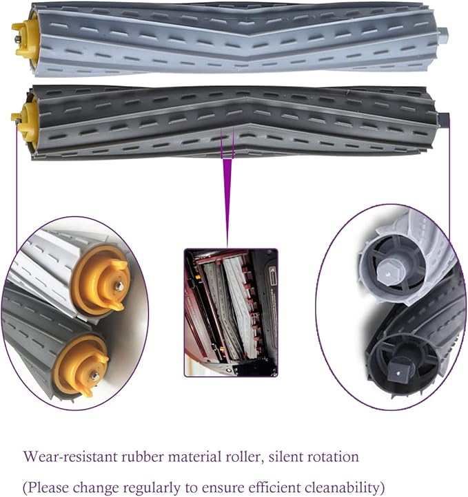 PELLYDA Rubber Roller Brushes,Replacement Parts for irobot Roomba 800 & 900 Series, Roomba 800 850 860 861 866 870 880 890 900 980 985 Vacuum,Roomba Accessories 2 Sets of Debris Extractor