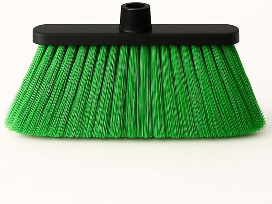 Healing Atlas LUZIA Green 14" Premium Broom Head – Long Flagged Bristles – Gentle Deep Sweep – Universal 7/8" Thread – Recycled PP – Handle Not Included (Green, LUZIA)