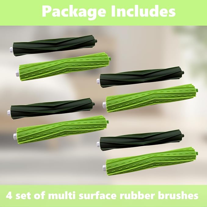 FUNFDWU 4 Sets Replacement Brush Parts Compatible with Roomba i, e & j Series – Fits i3 i3+ i4 i4+ i6 i6+ i7 i7+ i8 i8+, e5 e6 e7, j6+ j7 j7+, Combo j5 j5+, Combo i5 i5+ Vacuum Cleaner Roller Brushes