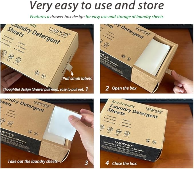 Wenge Eco-friendly Laundry Detergent Sheets - 240 Plastic-Free, Hypoallergenic Liquidless Washer Sheets for Home, Dorm, Travel, Camping (Lavender Scent)