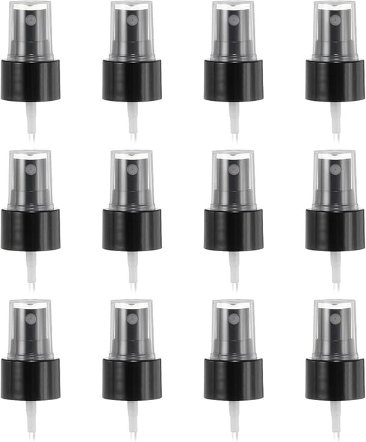 uxcell 12 Pcs Black Spray Top, 24/410 Fine Mist Sprayer Reusable Replacement Spray Bottle Pump Plastic Top for Cosmetic Perfume and Body Sprays Bottle