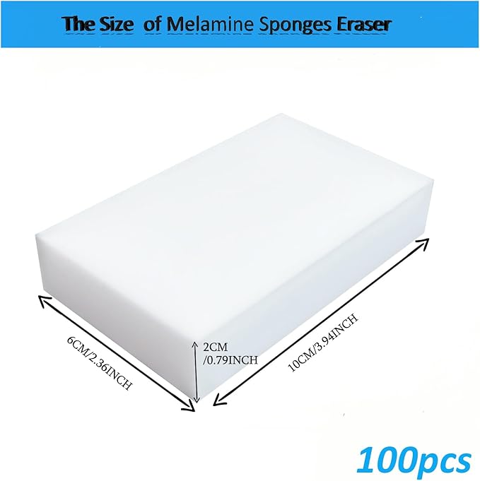 SUBCULTUREPICK 100 Pack Magic Sponge Eraser, Melamine Sponges Foam Pads in Bulk, Multi-Functional Household Cleaning Sponges for Kitchen, Furniture, Bathtub, Bathroom, Wall Cleaner, Shoes Cleaning