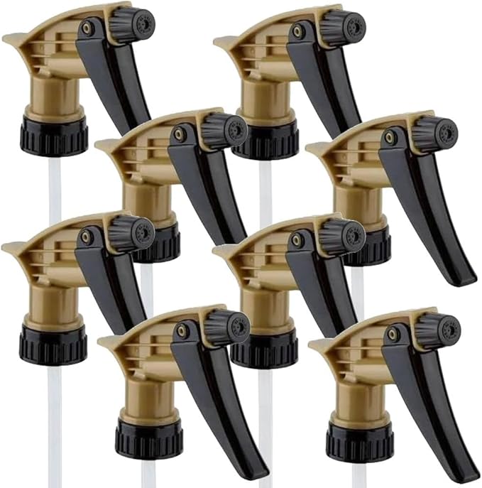 Force 5 Model 320 ARS Trigger Sprayer (8) Pack. Heavy Duty Acid Resistant Trigger Sprayer, Black/Gold, 9-1/4" Dip Tube, 28mm Neck Finish