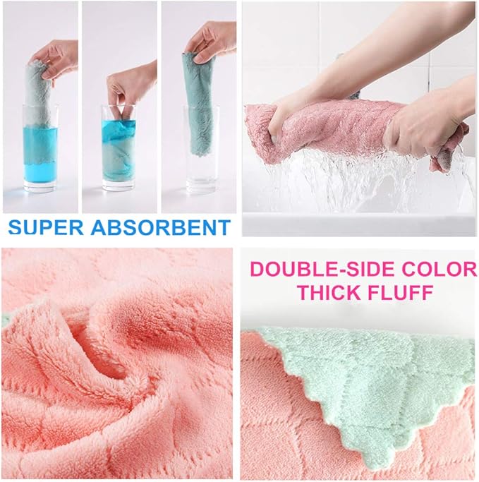 24-Pack Microfiber Cleaning Cloth, Kitchen Cloth Dish Towels, Double-Sided Premium Dishcloths, Reusable Household Cleaning Cloths for House Furniture Table Kitchen Glass Cleaning