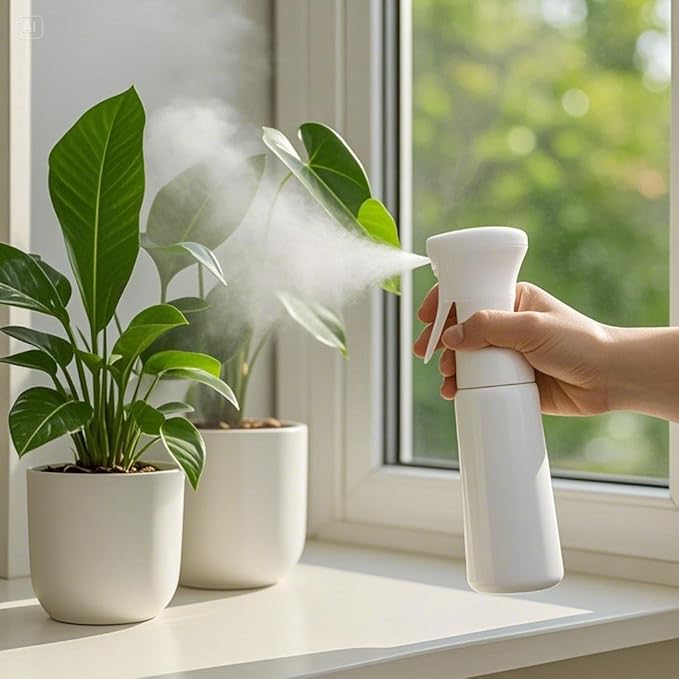 Continuous Fine Mist Spray Bottle for Hair (10.1oz / 300ml) – Ultra Fine Sprayer for Hair-Styling, Barber, Cleaning, Plants, Pets & Salons - ((White))