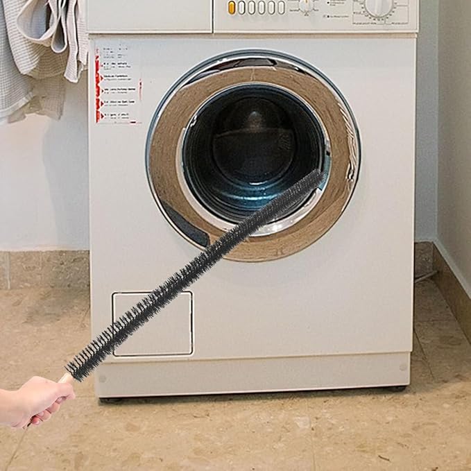 Housoutil Washing Machine Cleaning Brush and Dryer Vent Duct Cleaner Set, Long Handle Multi-Purpose Flexible Scrub Brush for Front Load Washer and Dryer Pipe Maintenance, 2 Pieces