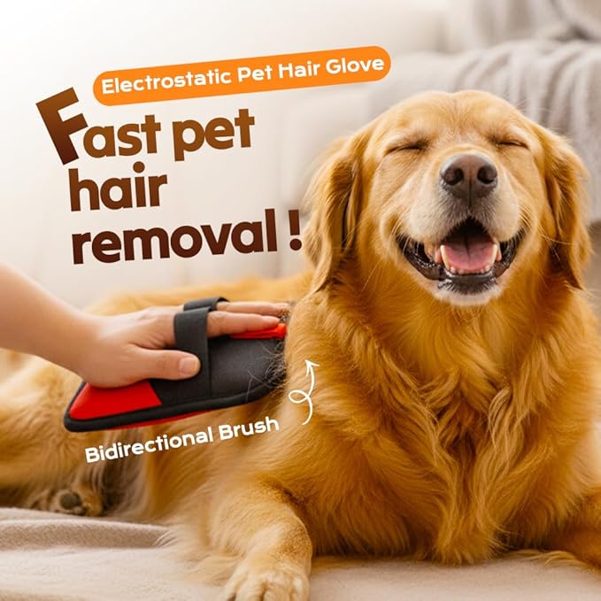 Pet Hair Removal Glove, 2026 Upgraded Electrostatic Pet Hair Remover Glove with Brush, Pet Hair Remover Pocket Storage for Pet Hair Remover Tool on Carpet, Clothing, Couch, Car Seat (Yellow, 2Pcs)