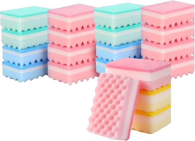 JyliRenz 20 Pack, The Third Generation Dishwashing Sponge, Scrub Sponge, The Wave Shaped Design Makes Them More Suitable for scenarios Such as Kitchen Tableware, countertops, Walls, Porcelain, Etc