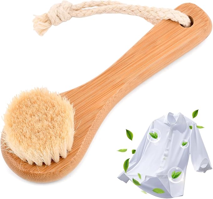 Saycker Laundry Stain Brush, Soft Bristle Cleaning Brush for Scrubbing Out Tough Stains on Delicate Fabrics, Knits, Cotton, Linens, No Damage, Great for Laundry, Shoes, Boots, Home(Wood)