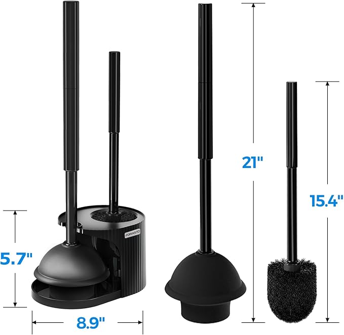 3Pack 2 in 1 Toilet Brush and Plunger Set, Extended Handle Plunger,Toilet Bowl Brush Plunger Set,Bathroom Cleaning Tools,Toilet Brush Plunger Combo,Cleaning Brush,Cleaning Supplies (21inch)