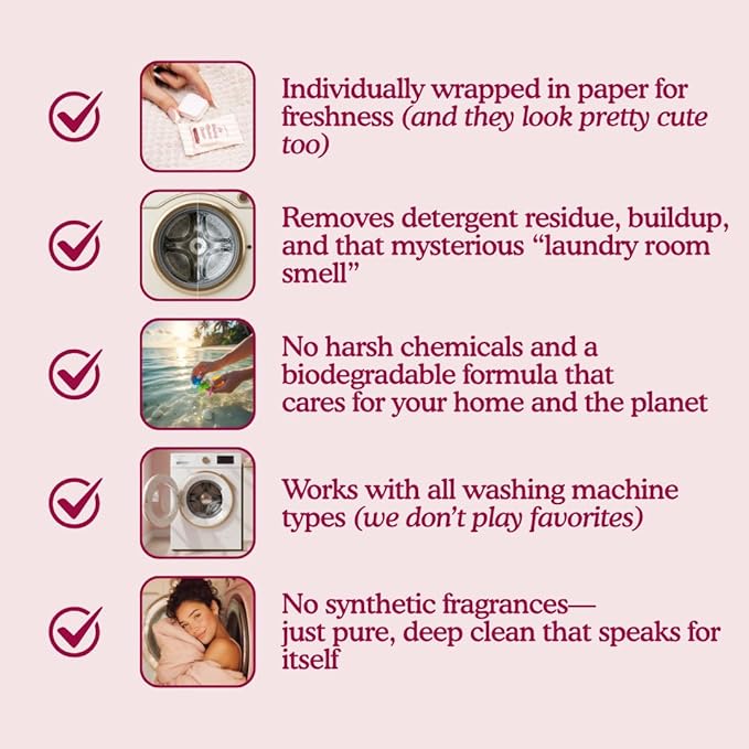 Washing Machine Cleaning Tablets – Non-Toxic, Eco-Friendly, Biodegradable Washer Cleaner Tablets for HE, Front Load & Top Load Machines – Odor Remover and Descaler Tabs(12-Month Supply)